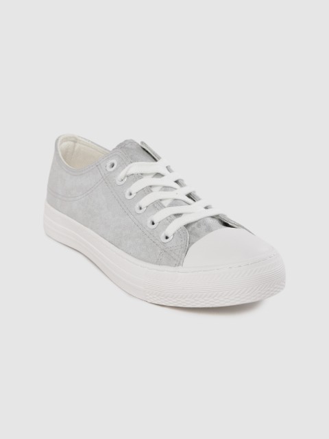 

Allen Solly Women Silver-Toned Snakeskin Textured Sneakers