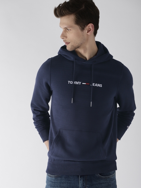 

Tommy Hilfiger Men Navy Blue Solid Hooded Sweatshirt