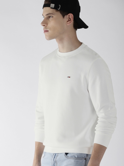 

Tommy Hilfiger Men White Solid Round Neck Sweatshirt