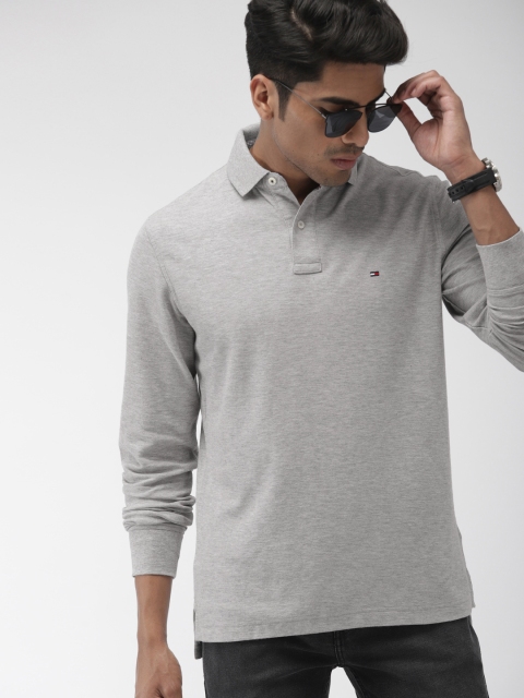 

Tommy Hilfiger Men Grey Solid Polo Collar T-shirt