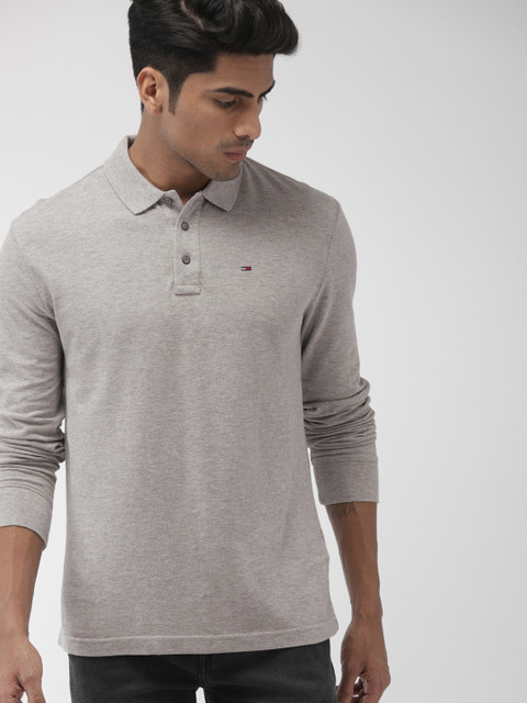 

Tommy Hilfiger Men Grey Solid Polo Collar T-shirt