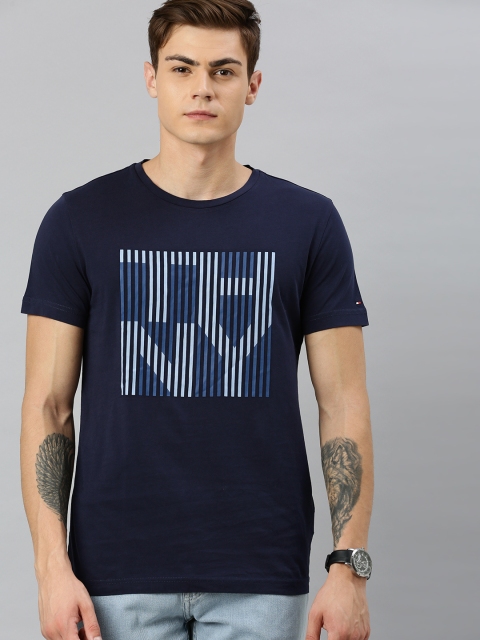 

Tommy Hilfiger Men Navy Blue Printed Round Neck T-shirt