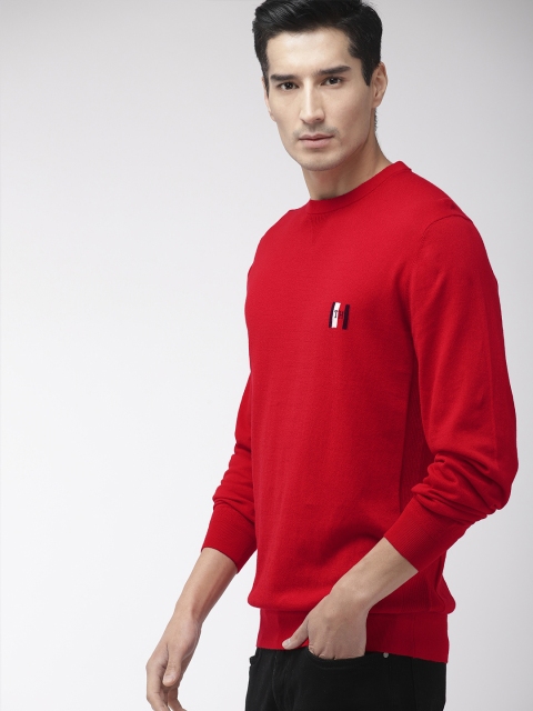 

Tommy Hilfiger Men Red Solid Pullover Sweater