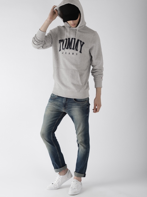 

Tommy Hilfiger Men Grey Printed Hooded Sweatshirt