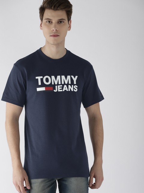 

Tommy Hilfiger Men Navy Blue & White Printed Round Neck T-shirt