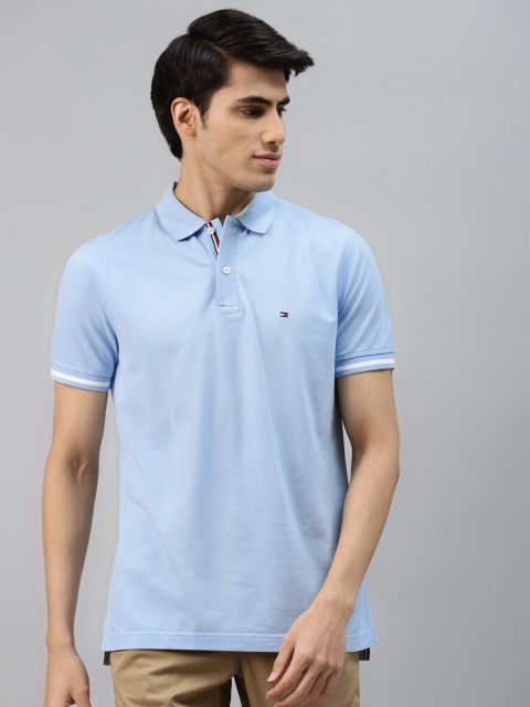 

Tommy Hilfiger Men Blue Polo Collar Cotton T-shirt