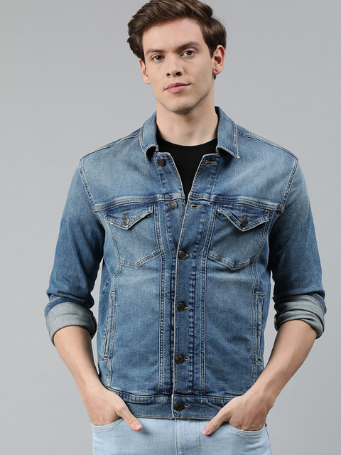 

Tommy Hilfiger Men Blue Solid Denim Jacket