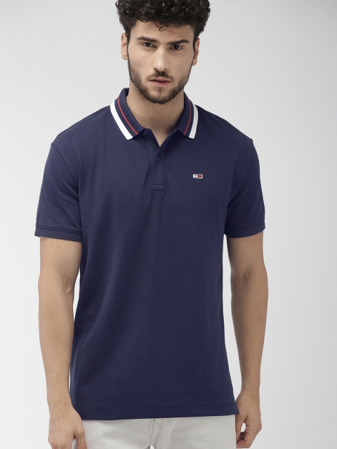 

Tommy Hilfiger Men Blue Solid Polo Collar T-shirt