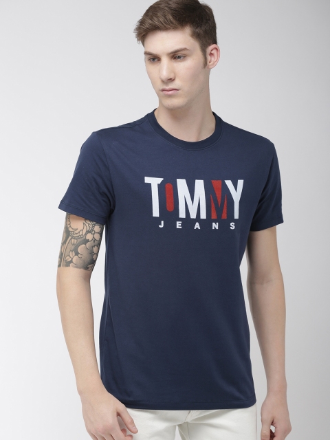 

Tommy Hilfiger Men Navy Blue Printed Round Neck T-shirt