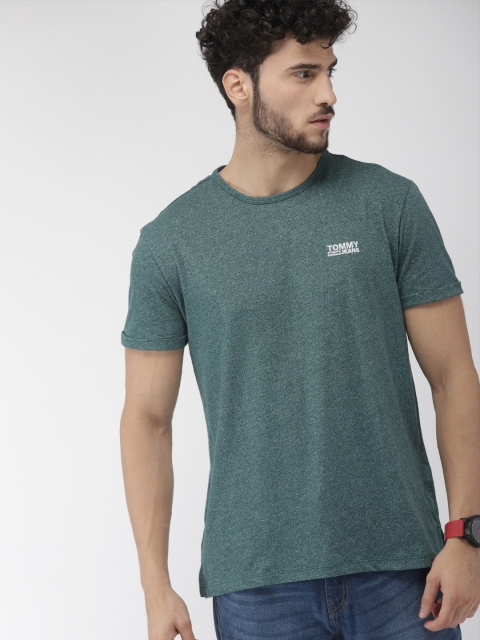 

Tommy Hilfiger Men Teal Green Solid Round Neck T-shirt