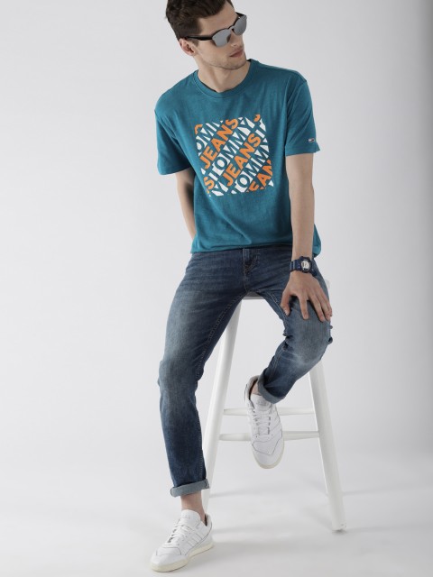 

Tommy Hilfiger Men Blue Printed Round Neck T-shirt