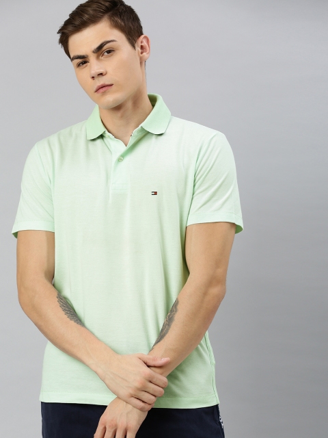 

Tommy Hilfiger Men Green Solid Polo Collar T-shirt