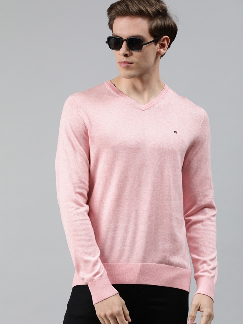 

Tommy Hilfiger Men Pink Solid Pullover Sweater
