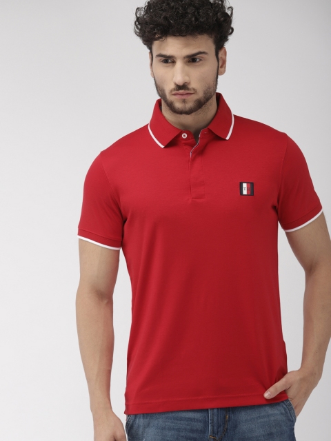 

Tommy Hilfiger Men Red Solid Slim Fit Polo Collar T-shirt