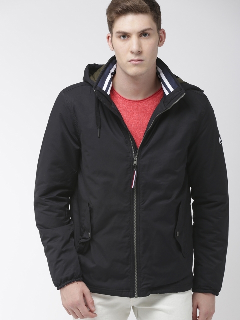 

Tommy Hilfiger Men Black Solid Hooded Tailored Jacket