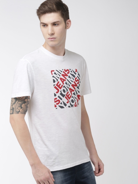 

Tommy Hilfiger Men White & Red Printed Round Neck T-shirt