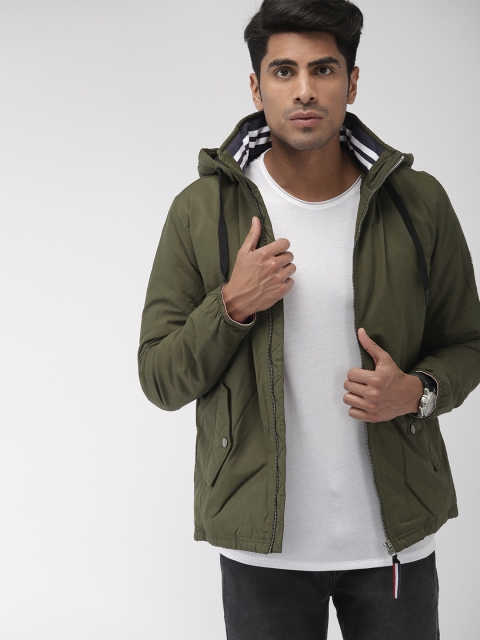 

Tommy Hilfiger Men Olive Green Solid Padded Jacket