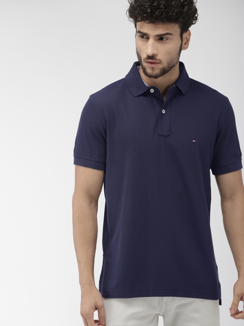 

Tommy Hilfiger Men Navy Blue Solid Polo Collar T-shirt