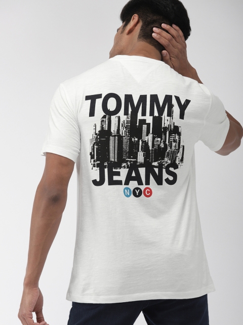 

Tommy Hilfiger Men White & Black Printed Round Neck T-shirt