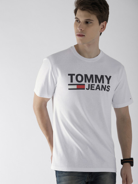 

Tommy Hilfiger Men White & Black Printed Round Neck T-shirt