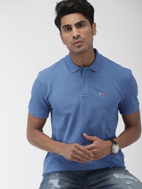 

Tommy Hilfiger Men Blue Solid Polo Collar T-shirt