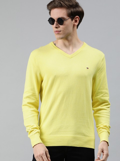 

Tommy Hilfiger Men Yellow Solid Pullover Sweater