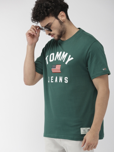 

Tommy Hilfiger Men Green Solid Embroidered Round Neck T-shirt