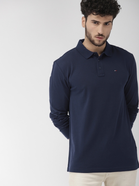

Tommy Hilfiger Men Navy Blue Solid Polo Collar T-shirt