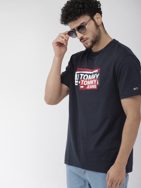 

Tommy Hilfiger Men Navy Blue Printed Round Neck T-shirt