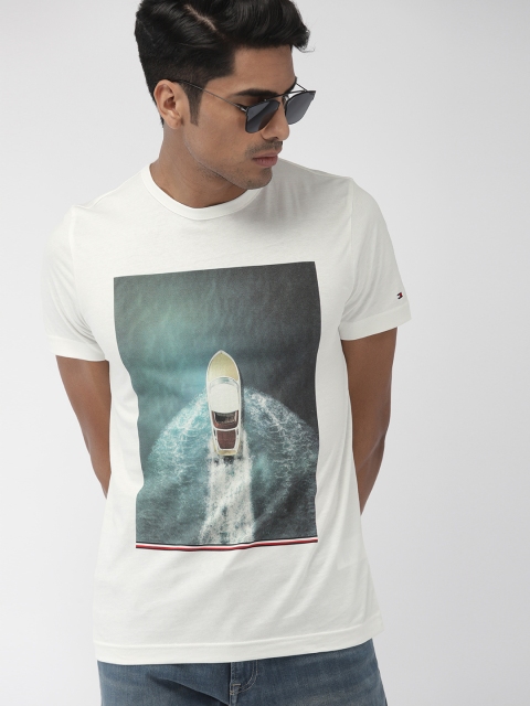

Tommy Hilfiger Men White Printed Round Neck T-shirt