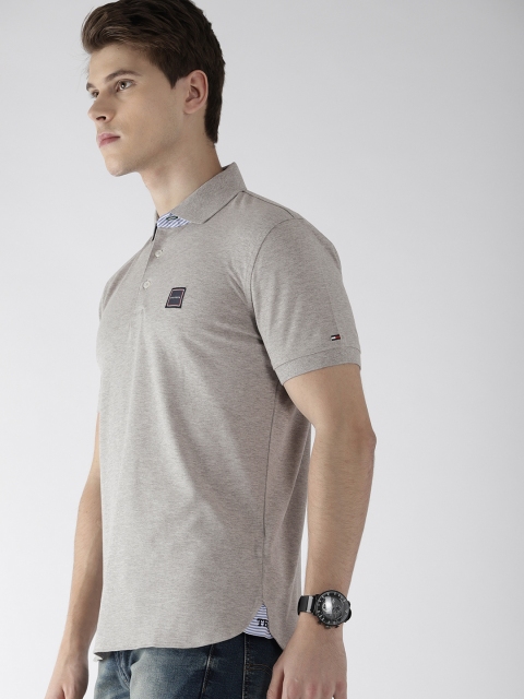 

Tommy Hilfiger Men Grey Solid Polo Collar T-shirt