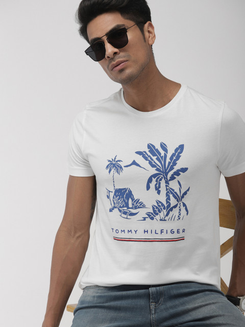 

Tommy Hilfiger Men White Printed Round Neck T-shirt