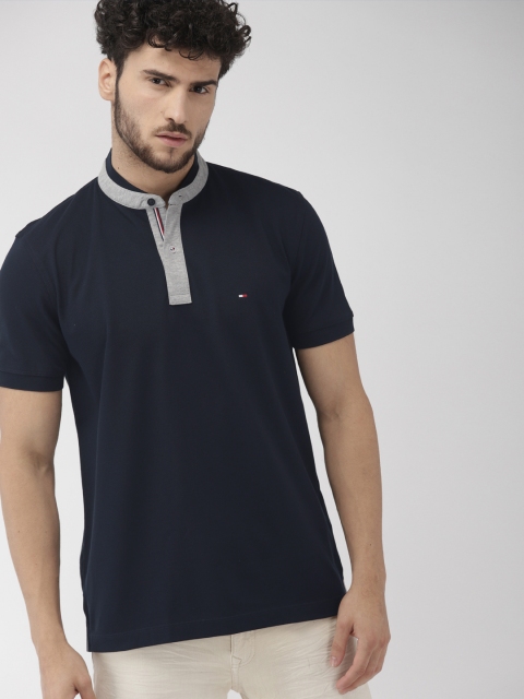 

Tommy Hilfiger Men Navy Blue Solid Polo Collar T-shirt