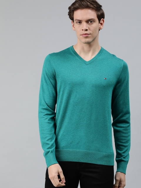 

Tommy Hilfiger Men Teal Blue Solid Pullover Sweater