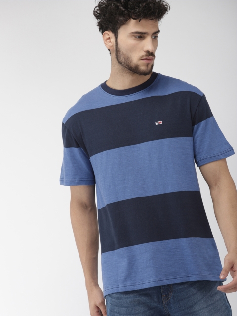 

Tommy Hilfiger Men Blue Striped Round Neck T-shirt