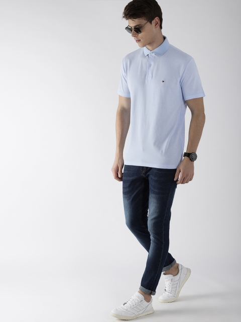 

Tommy Hilfiger Men Blue Solid Polo Collar T-shirt