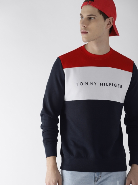 

Tommy Hilfiger Men Navy Blue & White Colourblocked Sweatshirt