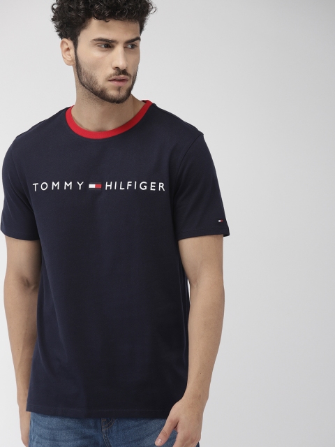 

Tommy Hilfiger Men Navy Blue Embroidered Round Neck T-shirt