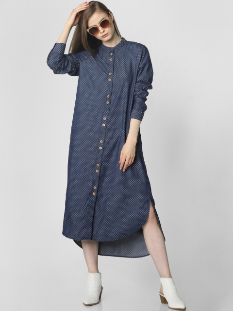 

Vero Moda Women Navy Blue Self Design Shirt Dress