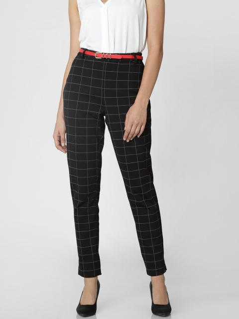 

Vero Moda Women Black and White Checked Treggings