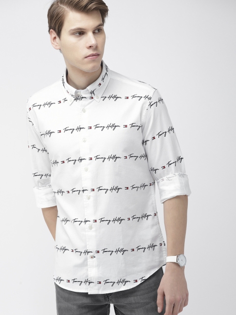 

Tommy Hilfiger Men White & Black Regular Fit Printed Casual Shirt
