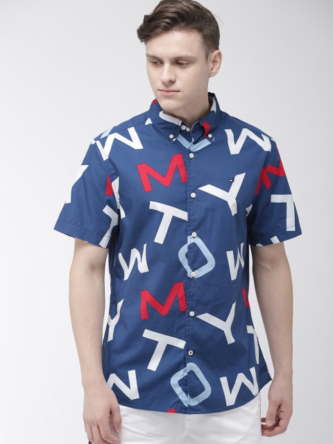 

Tommy Hilfiger Men Blue Regular Fit Printed Casual Shirt