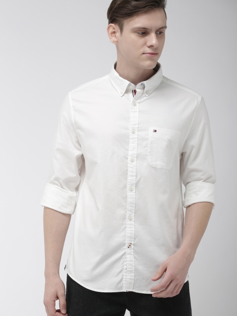

Tommy Hilfiger Men White Slim Fit Solid Casual Shirt