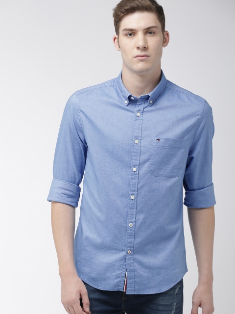

Tommy Hilfiger Men Blue Slim Fit Solid Casual Shirt