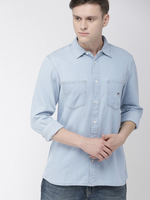 

Tommy Hilfiger Men Blue Regular Fit Solid Denim Casual Shirt