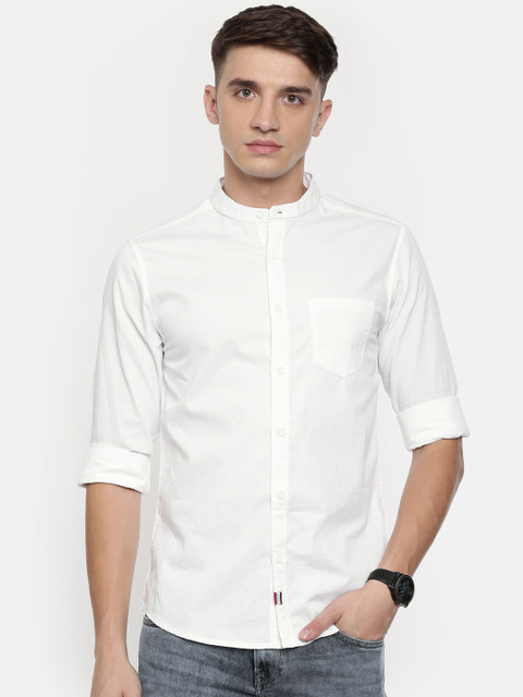 

SPYKAR Men White Slim Fit Textured Casual Shirt