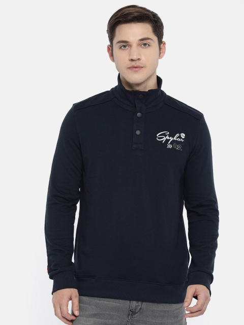 

SPYKAR Men Navy Blue Solid Sweatshirt With Printed Detail