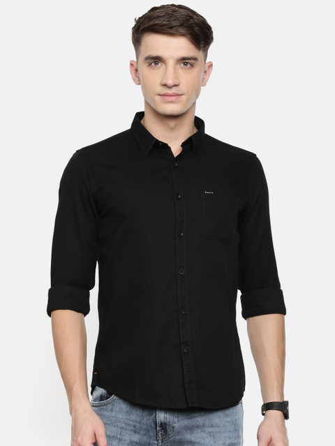 

SPYKAR Men Black Slim Fit Textured Casual Shirt