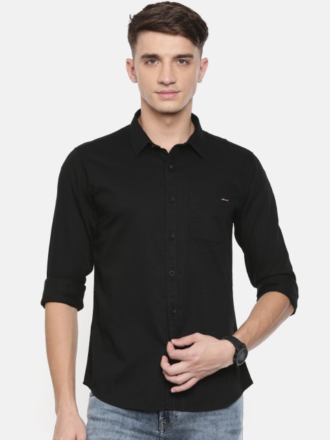 

SPYKAR Men Black Slim Fit Textured Casual Shirt