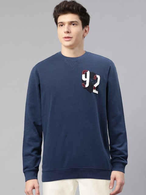 

SPYKAR Men Navy Blue Solid Round Neck Sweatshirt